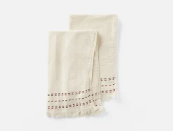 Best Coyuchi Alder Organic Hand Towel, Set of 2 Undyed w/Claret
