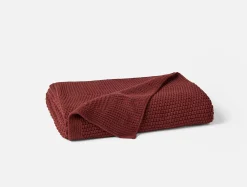 Sale Coyuchi Avalon Organic Knit Throw Claret