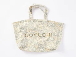New Coyuchi Balboa Organic Print Tote Bag Lagoon w/Hay