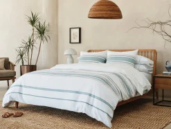 Fashion Coyuchi Cabrillo Organic Duvet Cover Alpine White w/Tidal