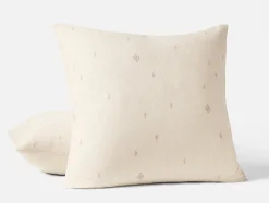 Best Coyuchi Cambria Embroidered Organic Linen Sham Natural Chambray w/Multi