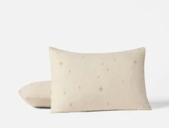 Best Coyuchi Cambria Embroidered Organic Linen Sham Natural Chambray w/Multi