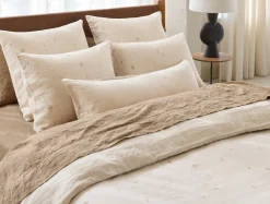 Best Coyuchi Cambria Embroidered Organic Linen Sham Natural Chambray w/Multi