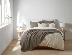 Hot Coyuchi Cascade Organic Matelasse Blanket Morel