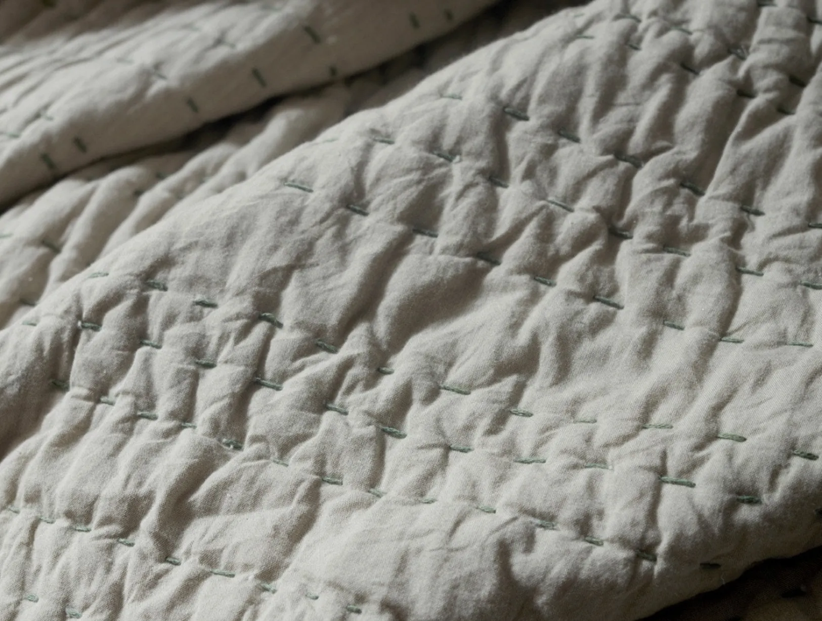 Online Coyuchi Channel Handstitched Organic Sham Laurel Chambray