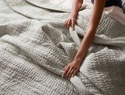 Online Coyuchi Channel Handstitched Organic Sham Laurel Chambray
