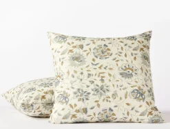 Outlet Coyuchi + Rejuvenation Flora Organic Print Sham Undyed w/Lagoon