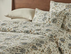 Outlet Coyuchi + Rejuvenation Flora Organic Print Sham Undyed w/Lagoon
