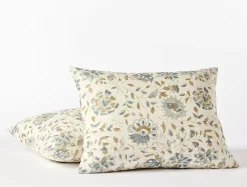 Outlet Coyuchi + Rejuvenation Flora Organic Print Sham Undyed w/Lagoon