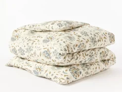 Online Coyuchi + Rejuvenation Flora Organic Print Duvet Cover Undyed w/Lagoon