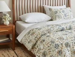 Online Coyuchi + Rejuvenation Flora Organic Print Duvet Cover Undyed w/Lagoon