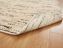 New Coyuchi + Rejuvenation Kaden Braided Flatweave Wool Jute Rug Natural and Coal