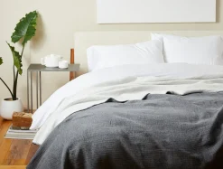 Clearance Coyuchi Cozy Cotton Organic Blanket Charcoal