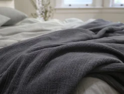 Clearance Coyuchi Cozy Cotton Organic Blanket Charcoal