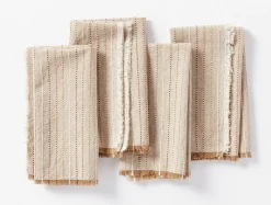 Best Coyuchi Fringe Stripe Organic Napkins, Set of 4