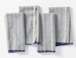 Best Coyuchi Fringe Stripe Organic Napkins, Set of 4