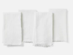 Best Coyuchi Fringe Stripe Organic Napkins, Set of 4