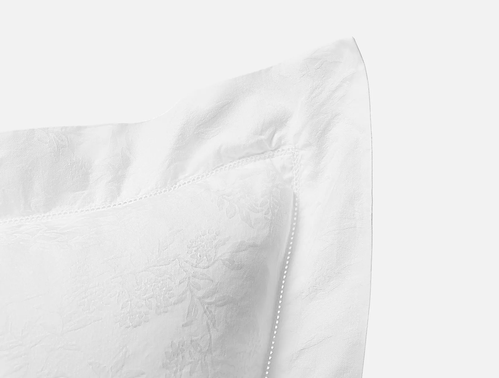 New Coyuchi Heirloom Organic Sateen Jacquard Sham Alpine White
