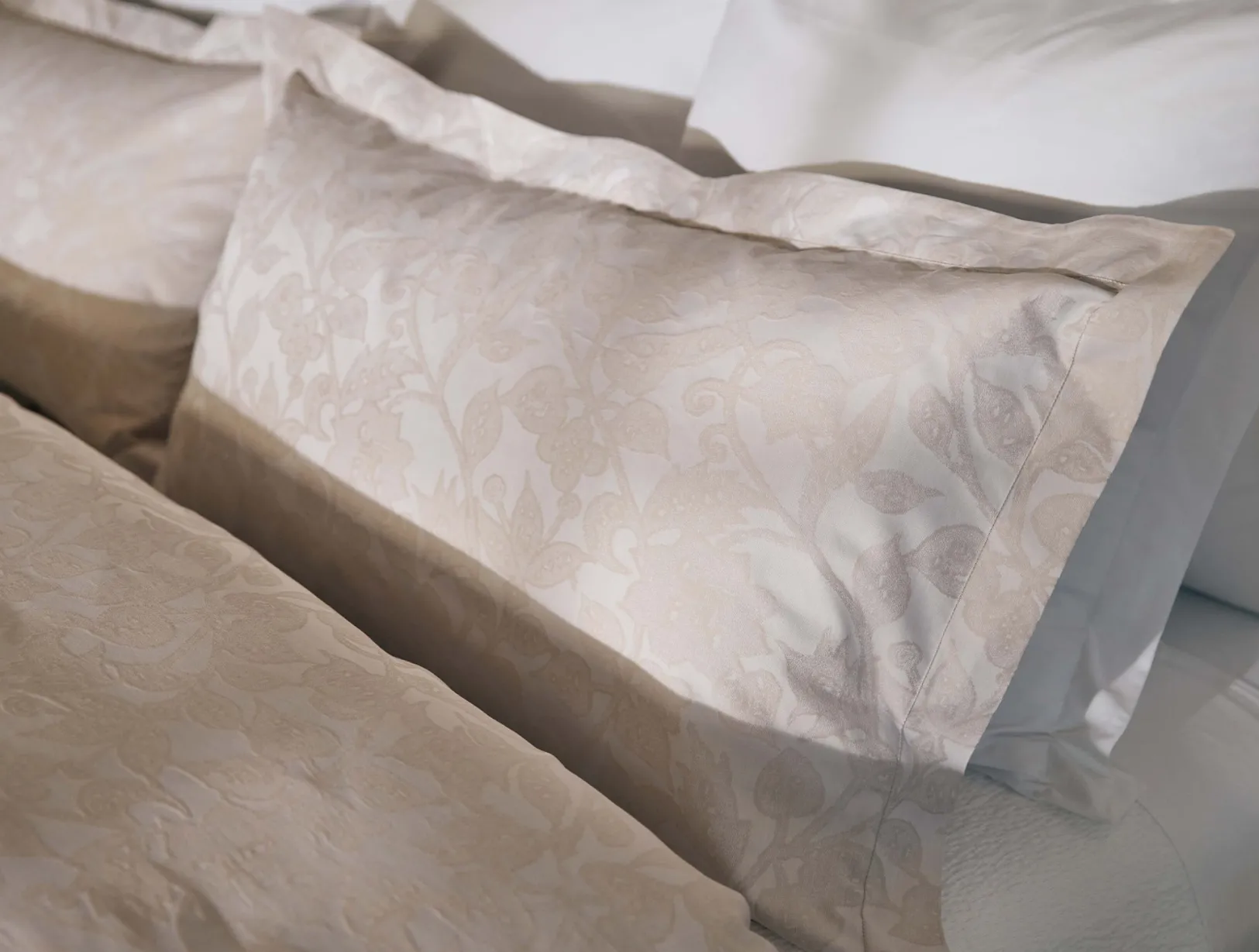 Outlet Coyuchi Heritage Organic Percale Jacquard Sham Alpine White w/Stone