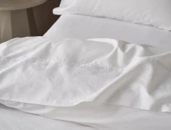 Online Coyuchi Heritage Organic Percale Jacquard Border Flat Sheet