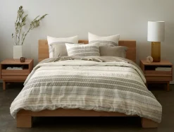 Sale Coyuchi Lost Coast Organic Duvet Cover Soft White w/Deep Graphite