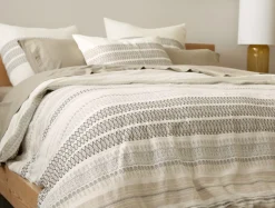 Sale Coyuchi Lost Coast Organic Duvet Cover Soft White w/Deep Graphite