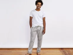 Online Coyuchi Men's Striped Organic Crinkled Pajama Pants