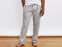 Online Coyuchi Men's Striped Organic Crinkled Pajama Pants
