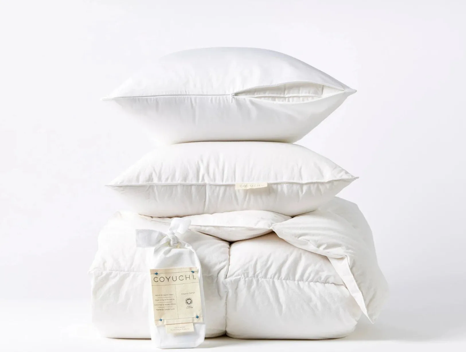 Outlet Coyuchi Three Season Down + Pillows + Protectors Bundle