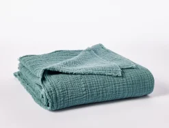 Clearance Coyuchi Topanga Organic Matelasse Throw Surf