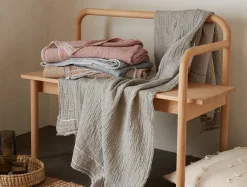 New Coyuchi Topanga Organic Matelasse Striped Throw