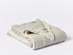 New Coyuchi Topanga Organic Matelasse Striped Throw