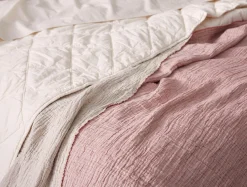 New Coyuchi Topanga Organic Matelasse Striped Throw