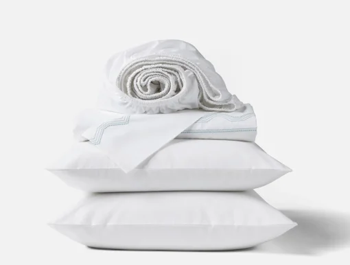 New Coyuchi Vista Embroidered Organic Percale Sheet Set
