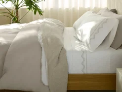 New Coyuchi Vista Embroidered Organic Percale Sheet Set