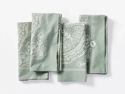 Fashion Coyuchi White Buffalo Land Trust Bandana Napkins, Set of 4