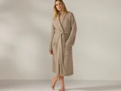 Discount Coyuchi Women's Andes Suri Alpaca Knit Robe Taupe Heather