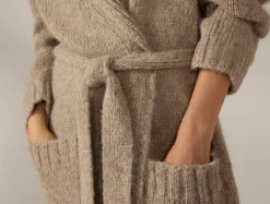 Discount Coyuchi Women's Andes Suri Alpaca Knit Robe Taupe Heather
