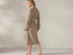 Discount Coyuchi Women's Andes Suri Alpaca Knit Robe Taupe Heather